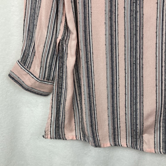 Tea Rose Women’s Pink & Grey Striped Tunic Top Sz Large - Picture 5 of 12